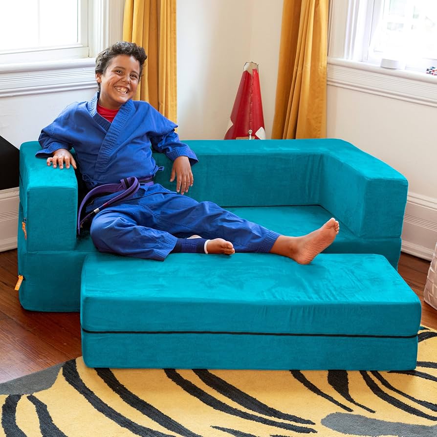 Amazon.com: Jaxx Zipline Kids Sofa & Large Ottoman, 3 in 1 Fold